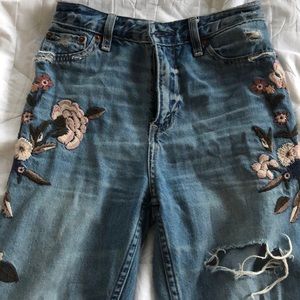 Worn twice. Floral Embroidered jeans